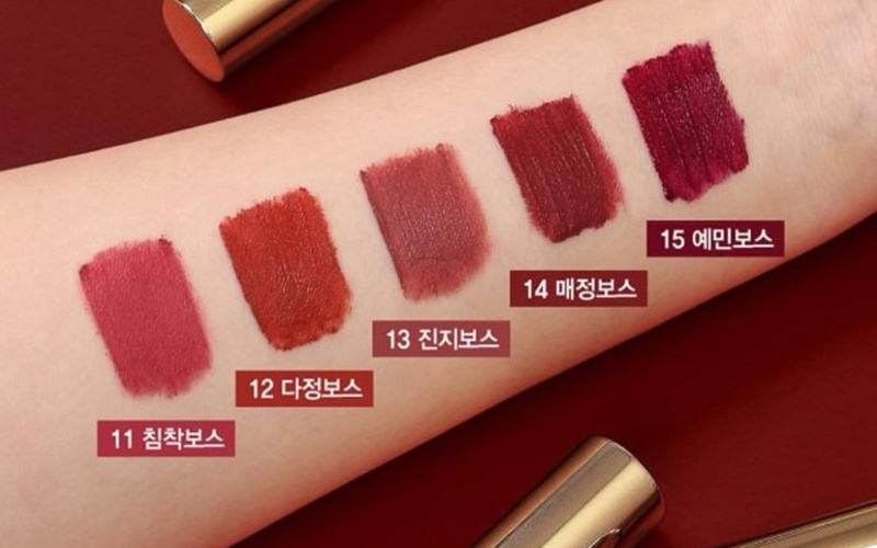 Bảng màu son Bbia Last Velvet Lip Tint Version 3 nắp vàng