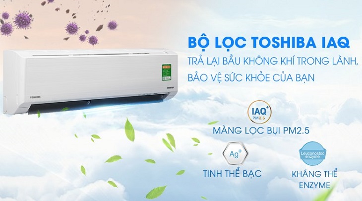 Điểm danh các dòng máy lạnh 2022 của Toshiba > Bộ lọc IAQ Fresh diệt khuẩn mạnh mẽ đến 99% trên máy lạnh Toshiba