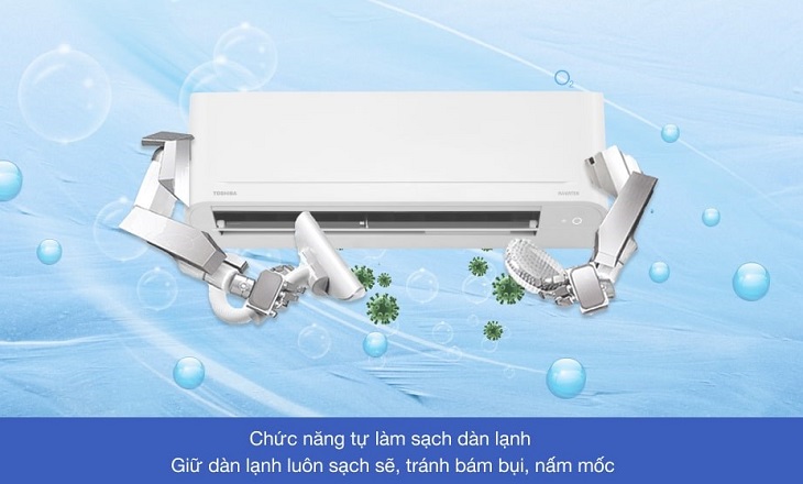 Điểm danh các dòng máy lạnh 2022 của Toshiba > Chức năng Self Cleaning sấy khô dàn lạnh tự động trên máy lạnh Toshiba