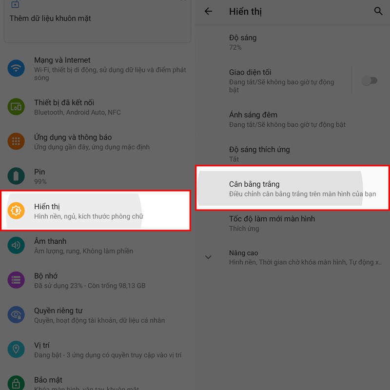 Cách chỉnh cân bằng trắng màn hình trên Nokia G21