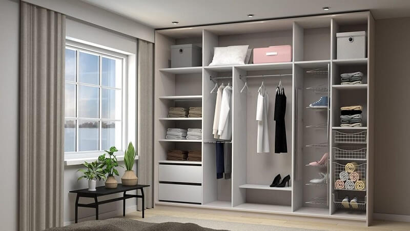 Tủ quần áo cũng phải phù hợp với không gian và màu nội thất của căn phòng