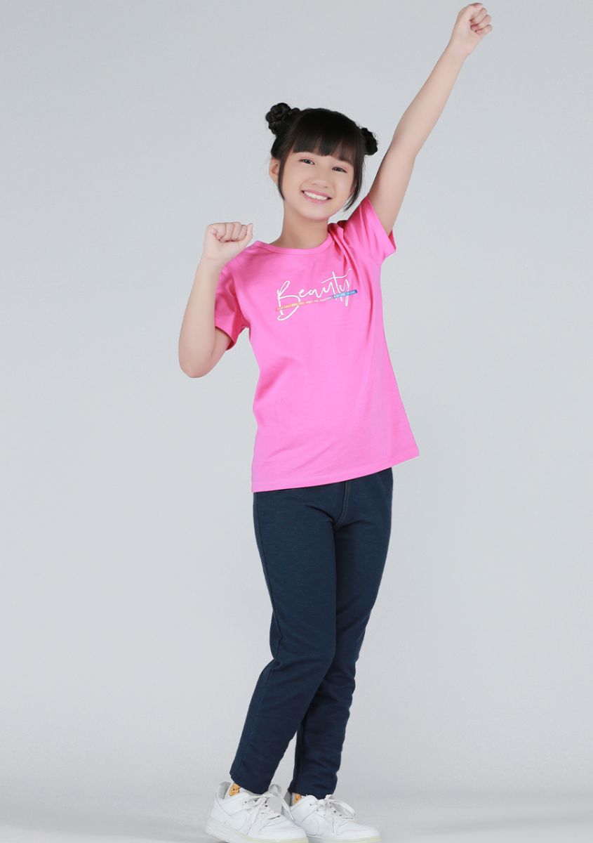 Áo thun bé gái Beauty Regular AVAFashion TT14 - Hồng sen