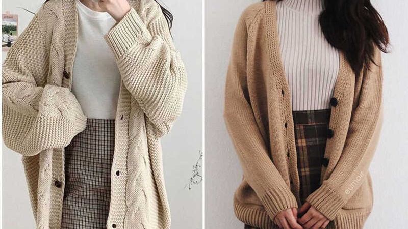 Mix đồ theo phong cách Vintage với áo khoác cardigan len mỏng