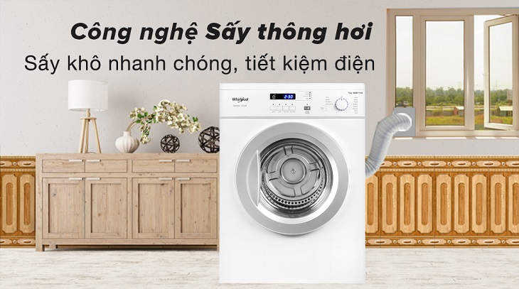 Máy sấy thông hơi Whirlpool 7 kg AWD712S2 giúp quần áo được sấy khô nhanh chóng