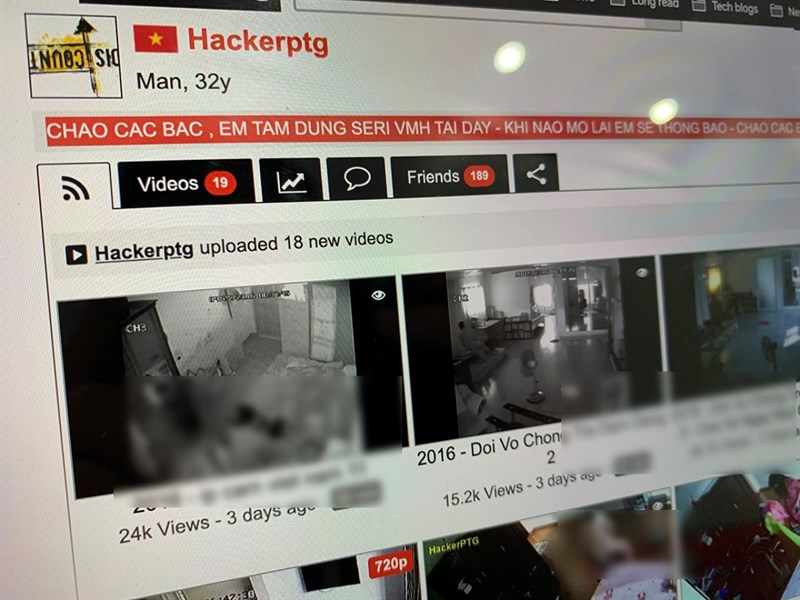 Tài khoản Hackerptg chuyên tải lên trang web khiêu dâm các clip quay trộm từ camera giám sát