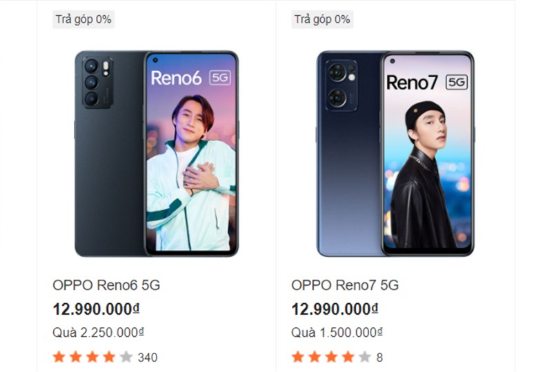 Reno6 5G và Reno7 5G có mức giá tương đương ở thời điểm hiện tại, đi kèm với đó là nhiều ưu đãi hấp dẫn.