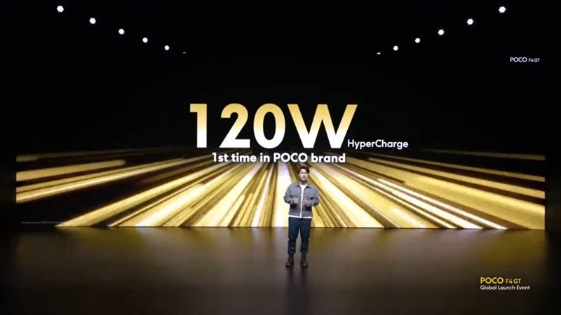 Điểm nhấn trên POCO F4 GT lần này là công nghệ sạc nhanh HyperCharge 120 W ấn tượng.