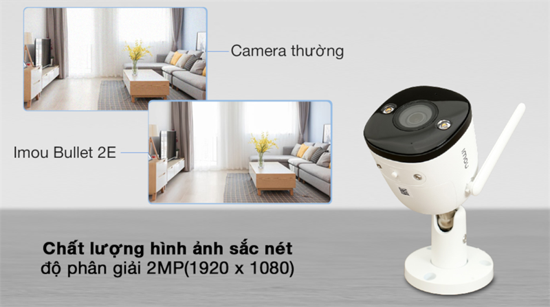 Camera IP Ngoài Trời 2MP Imou Bullet 2E-D Trắng Camera IP Ngoài Trời 2MP Imou Bullet 2E-D Trắng