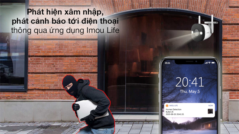 Camera IP Ngoài Trời 2MP Imou Bullet 2E-D Trắng Camera IP Ngoài Trời 2MP Imou Bullet 2E-D Trắng