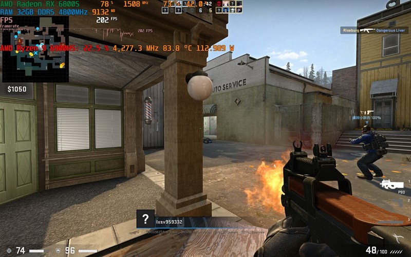 Tựa game Counter-strike: Global Offensive với thiết đặt đồ họa cao, độ phân giải 2K cho lại số khung hình dao động khoảng từ 202-267 FPS. Nguồn: ASUS.