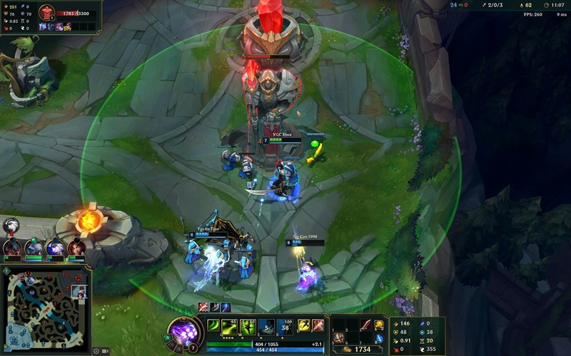 Tựa game Liên Minh Huyền Thoại với thiết đặt đồ họa cao, độ phân giải 2K cho lại số khung hình dao động khoảng từ 210-260 FPS