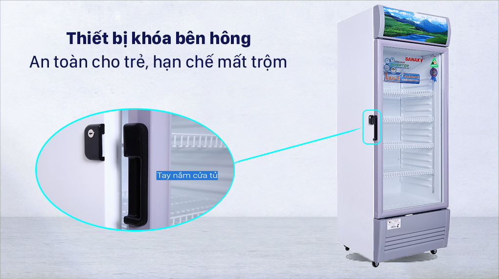 Thiết bị khóa bên hongp Tủ Mát Sanaky Inverter 290 lít TM.VH358K3L