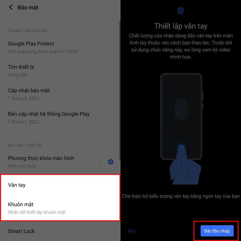 Cách cài đặt bảo mật trên Vivo Y55
