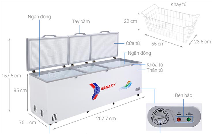 Tủ đông Sanaky 900 lít VH-1199HY 