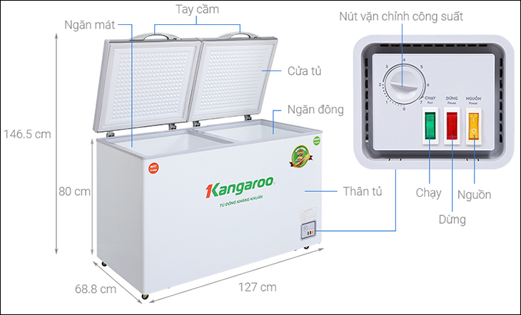 Tủ đông Kangaroo 327 lít KG498KX2 