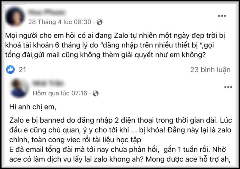 Nhiều người phản ánh bị khóa tài khoản Zalo