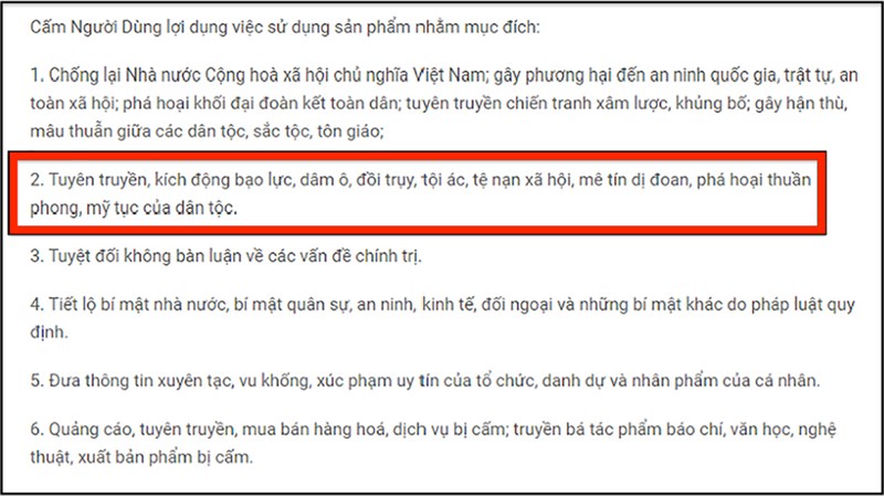 Các điều khoản, chính sách của Zalo