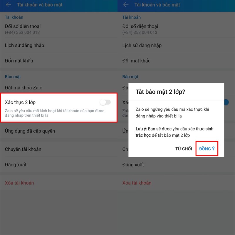How to enable 2-factor authentication Zalo