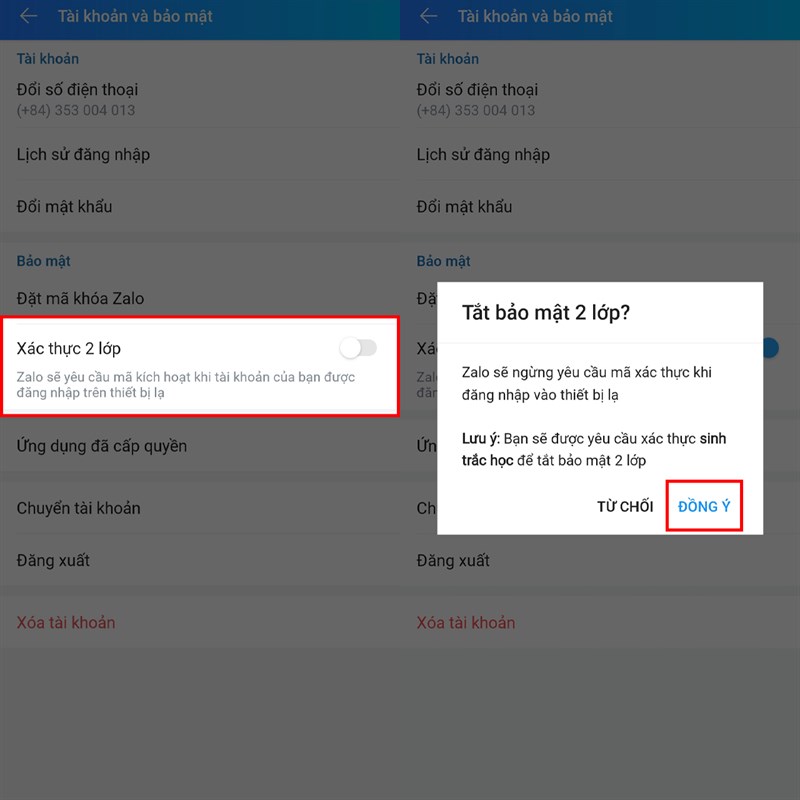 Cách ngăn chặn người khác theo dõi là kích hoạt xác thực 2 bước trong Zalo