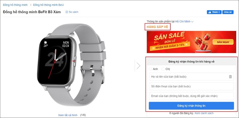 Bất ngờ được cập nhật trạng thái hàng sắp về, có phải BeFit B3 chuẩn bị ra mắt