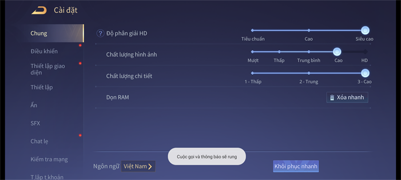 Thiết lập cấu hình Liên Quân Mobile trên Nokia G11
