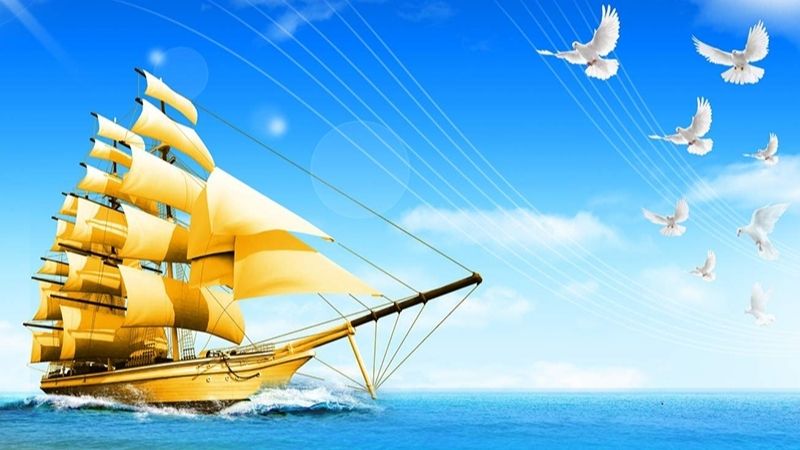 Tranh phong thủy Thuyền buồm xuôi gió