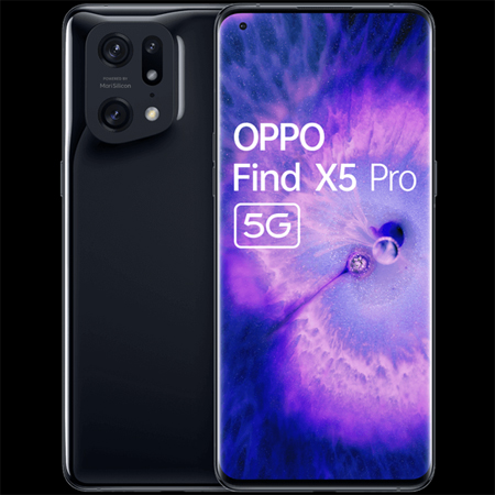 Mặt trước của OPPO Find X5 Pro 5G được thiết kế tối giản, bắt mắt với các góc cạnh bo cong về hai phía