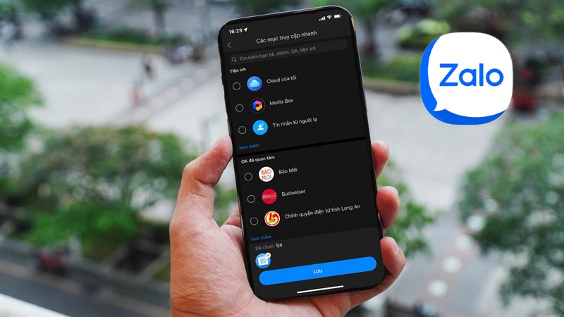 Cách bật, tắt, điều chỉnh truy cập nhanh trong Zalo
