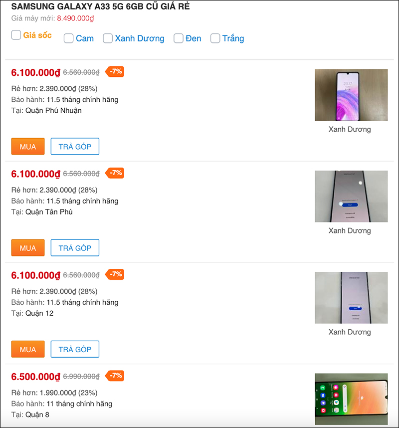 Giá Samsung Galaxy A33 5G cũ hiện tại, rẻ quá rẻ không mua phí lắm nha Giá Samsung Galaxy A33 5G cũ hiện tại, rẻ quá rẻ không mua phí lắm nha