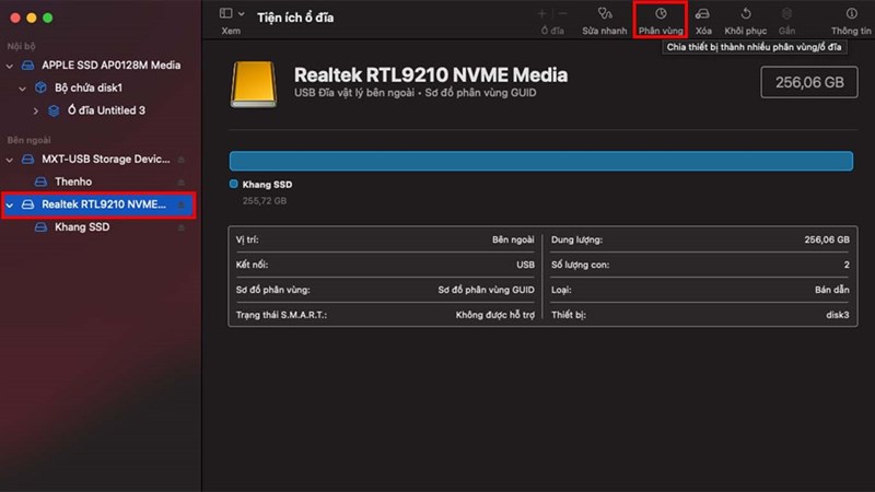 cách chia ổ cứng trên MacBook