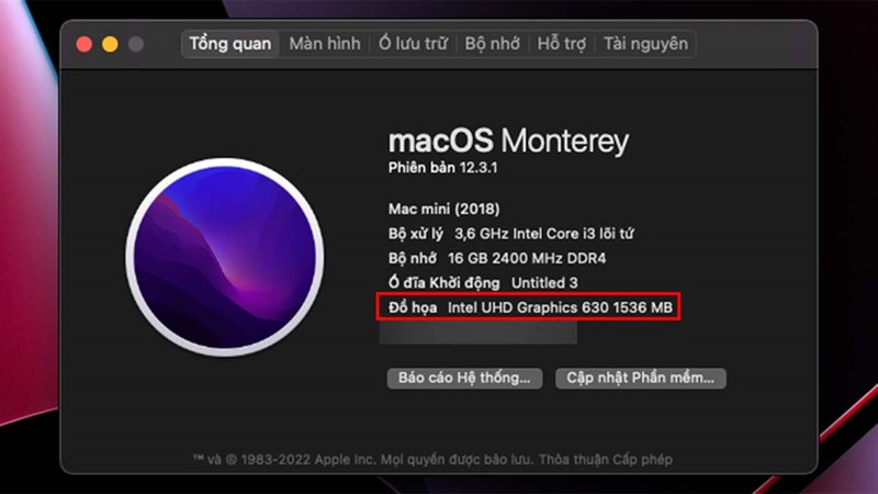 kiểm tra card đồ họa rời trên MacBook