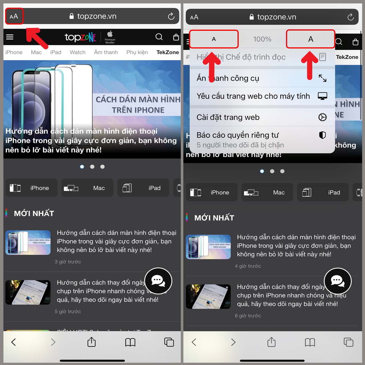 2 cách chỉnh cỡ chữ trên Safari để bạn đọc các nội dung dễ dàng nhất