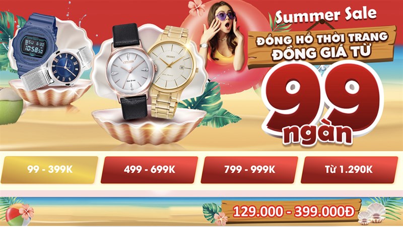 Đồng hồ đại hạ giá, đồng giá chỉ từ 99K, có cả thương hiệu nổi tiếng