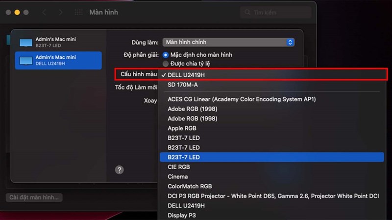cách cấu hình màu màn hình trên MacBook