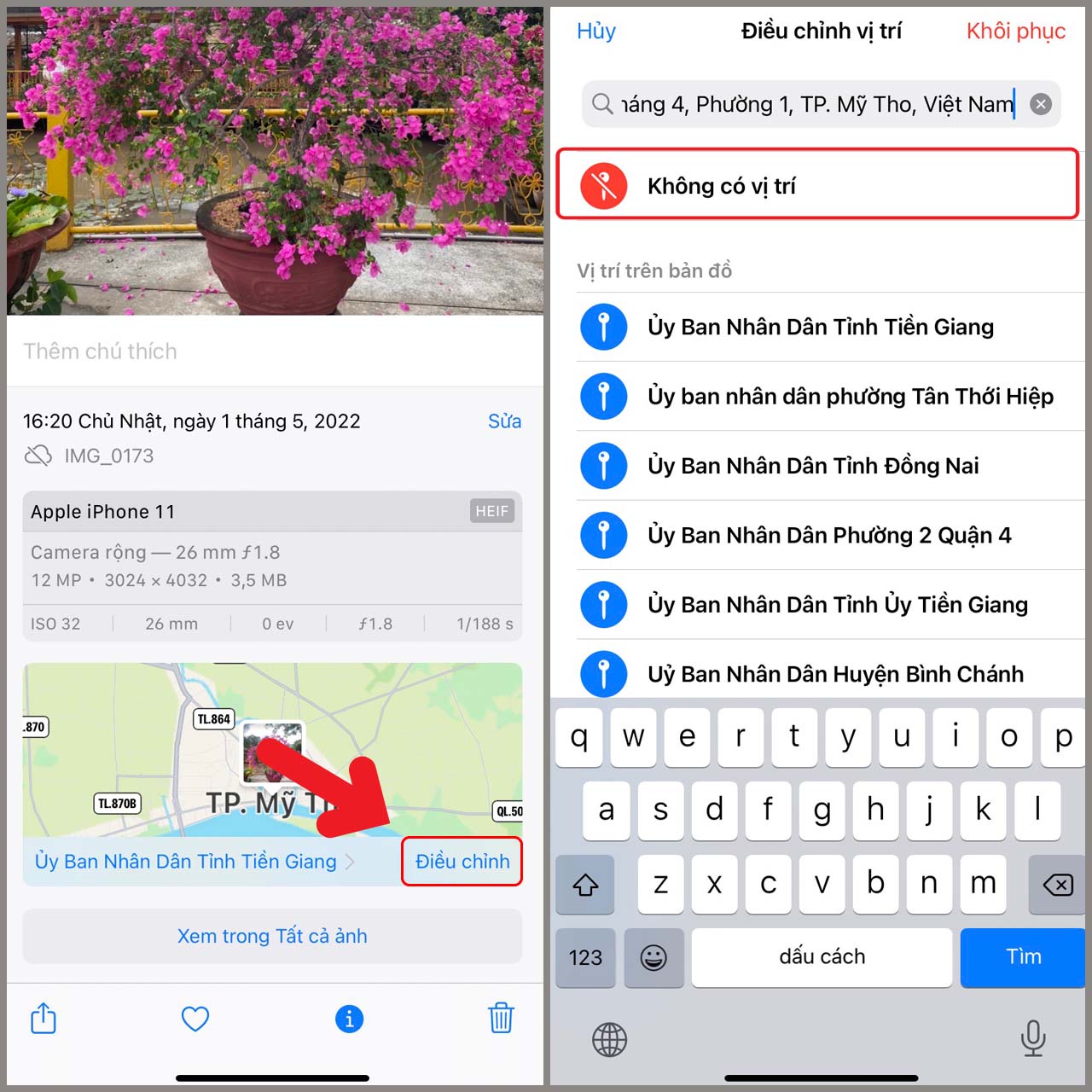 Thông tin ảnh trên iPhone Thông tin ảnh trên iPhone