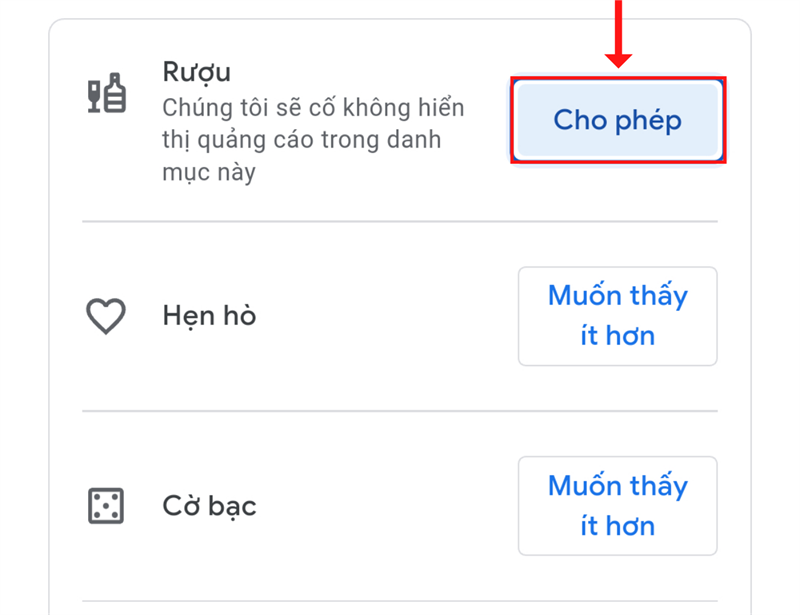 Hoàn thành việc hạn chế quảng cáo