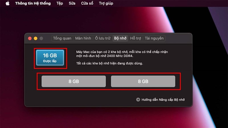 cách kiểm tra bộ nhớ RAM trên MacBook