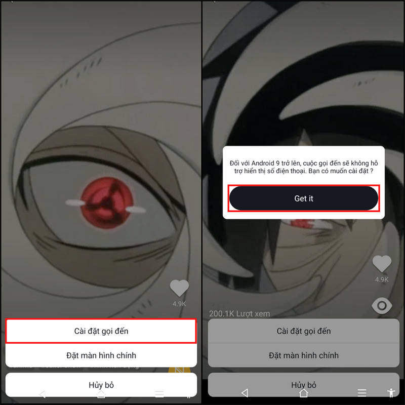 Cài đặt Video cuộc gọi đến Cài đặt Video cuộc gọi đến