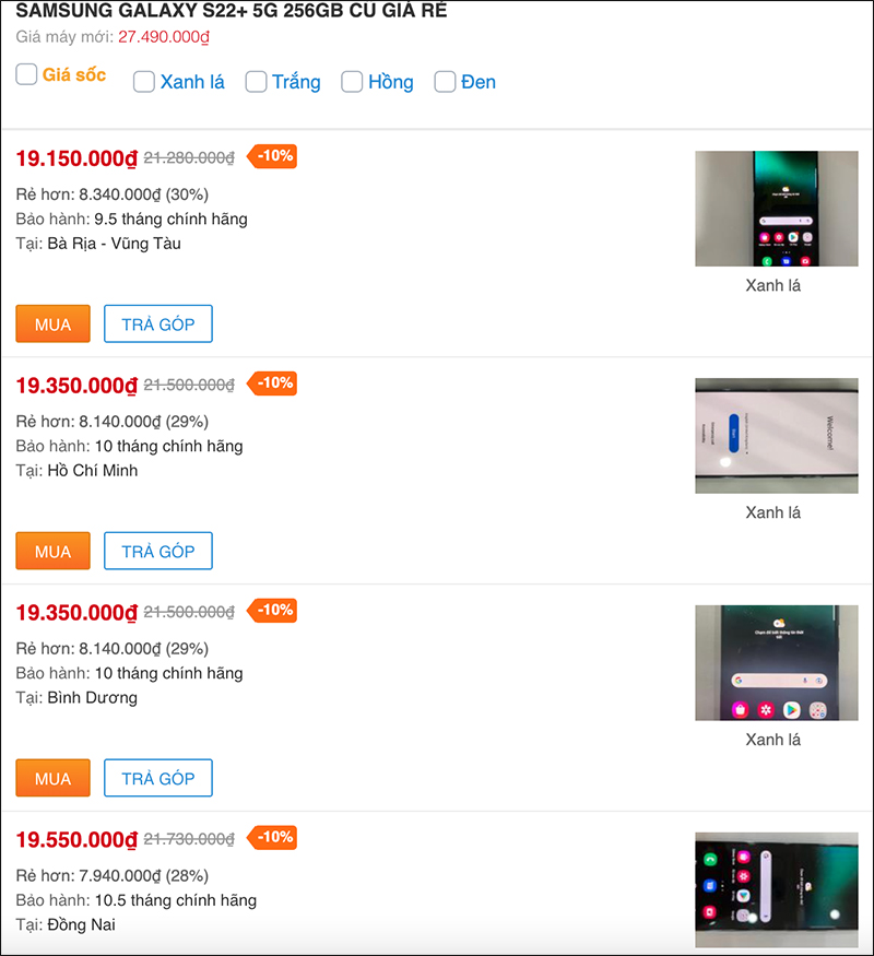 Giá Samsung Galaxy S22+ 5G cũ hiện tại: Bật mí rẻ hơn máy mới tới 33%