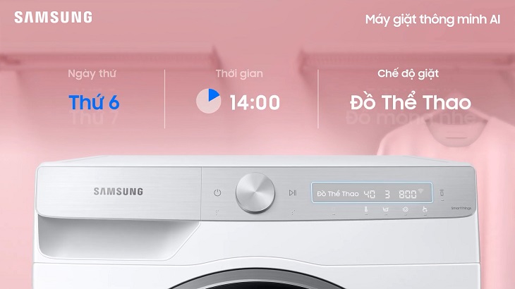 Bảng điều khiển AI Control trên máy giặt samsung