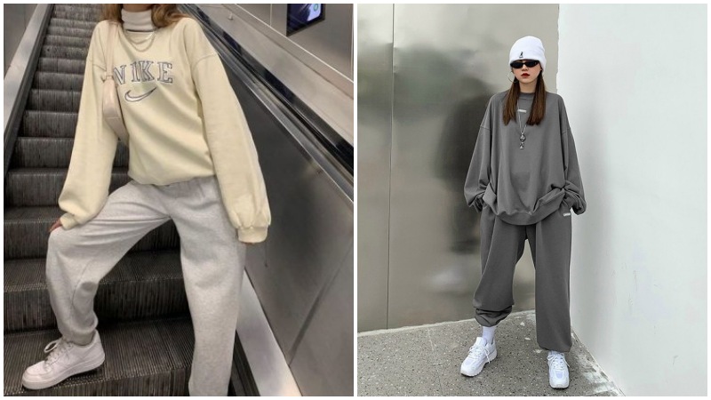 Quần jogger kết hợp với áo sweater