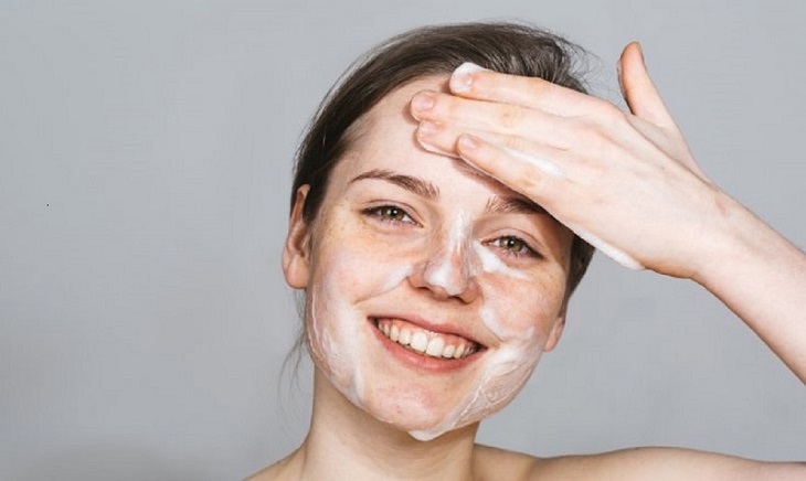 Wash your face twice a day with a facial cleanser