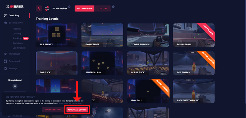 Nhấn vào nút Accept All Cookies.