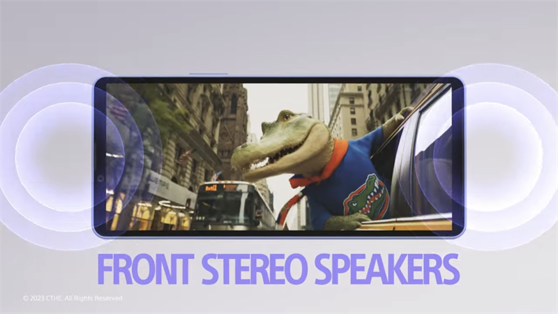 Xperia 10 V sở hữu cặp loa Stereo ở phía trước mang đến trải nghiệm âm thanh tốt cho người dùng. Nguồn: Sony.