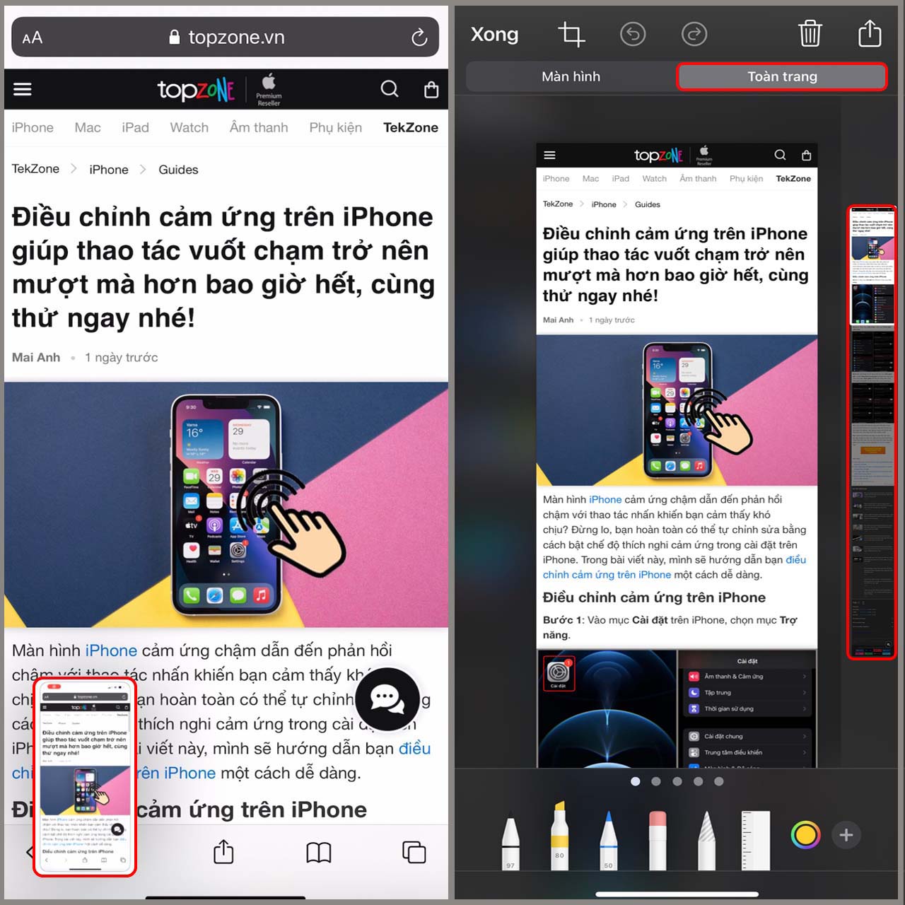 Cách chụp toàn bộ trang web trên iPhone