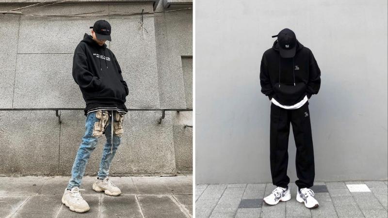 Áo hoodie phối cùng giày sneaker