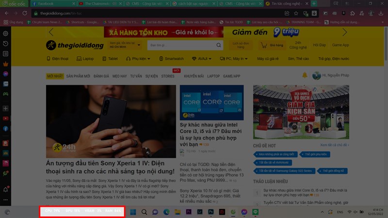 Cách xem chỉ số máy tính đang chạy trên thanh Taskbar Cách xem chỉ số máy tính đang chạy trên thanh Taskbar