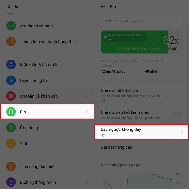 Cách bật tính năng sạc ngược trên OPPO