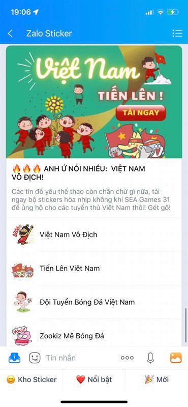 Zalo tung bộ sticker siêu cute để cổ vũ Việt Nam tại SEA Games 31