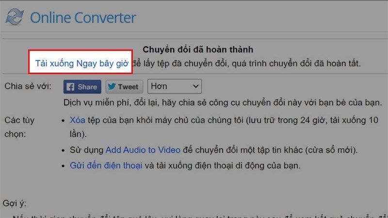 Tải video đã chèn nhạc về máy